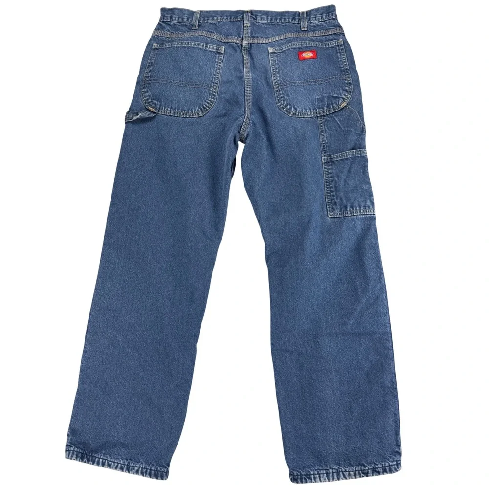 Dickies Mens Flannel Lined Carpenter Jeans Blue Denim Work Pants 32x27.5 Y2K